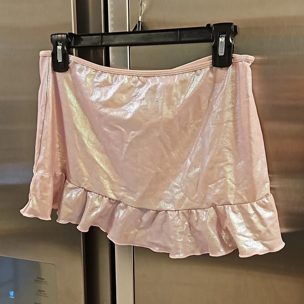💕FRANKIES BIKINIS💕 Andrea Iridescent Ruffle Skirt ~ Gilded Angel Medium M NWT